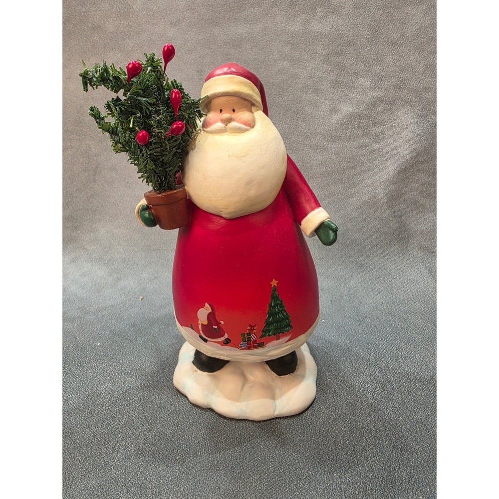 Russ Berrie Moments of Wonder Santa Figurine With Tree 22538 Handpainted 8.5"